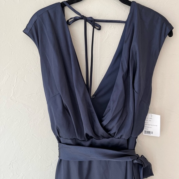 💙 DESSY COLLECTION CHARMEUSE V NECK SATIN DRESS GOWN MIDNIGHT 4 - Picture 8 of 8